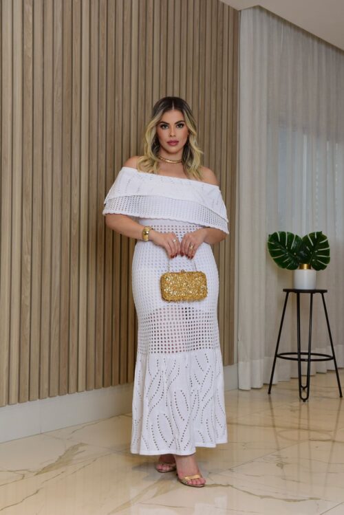 Vestido de tricô Lídia Babado Lurex