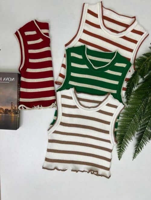 Cropped listra lurex de tricô modal - Imagem 3